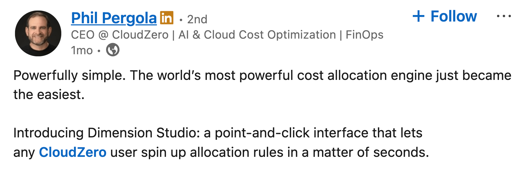 LinkedIn post about point-and-click interface