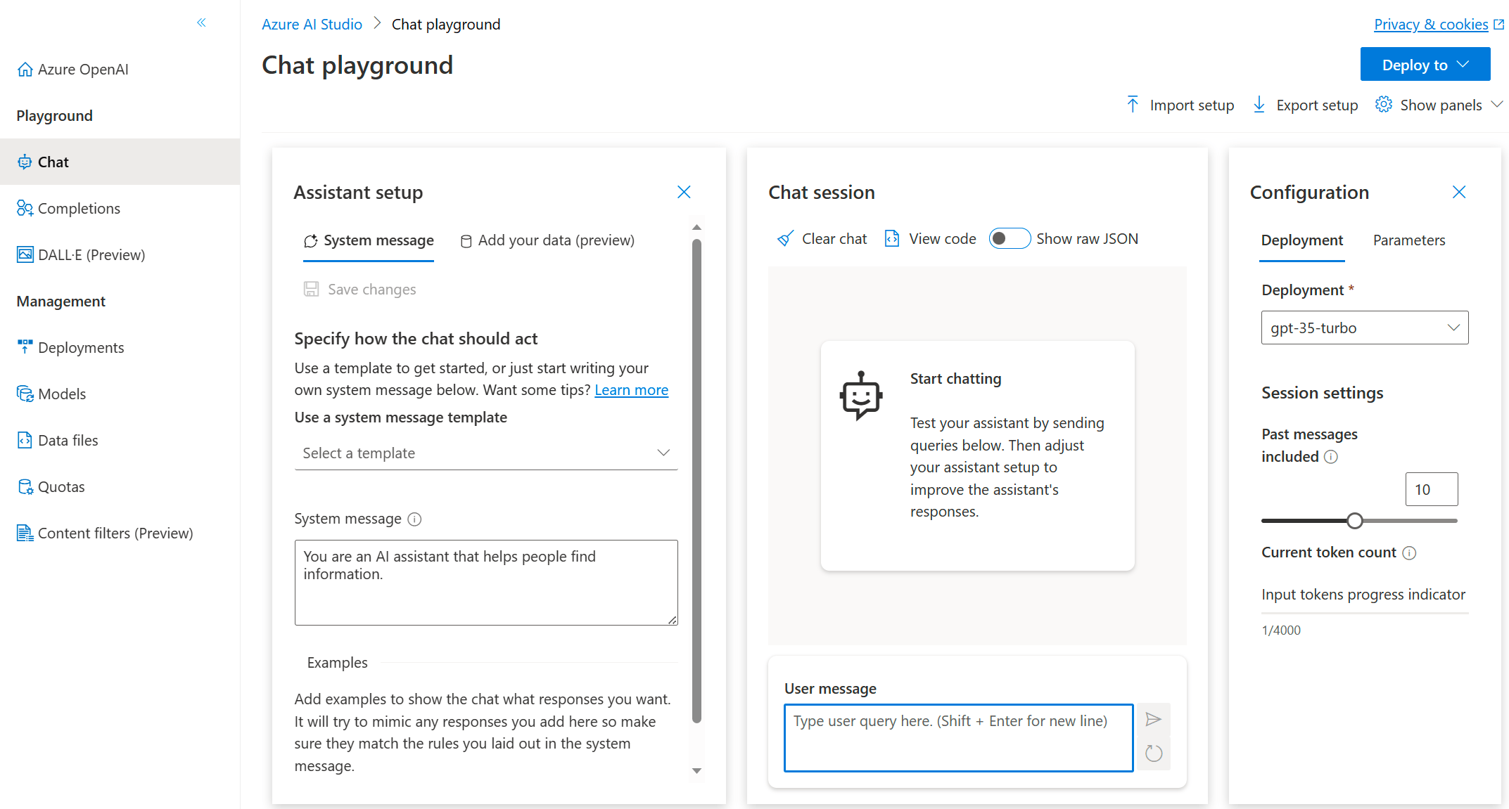Azure AI Studio Playground