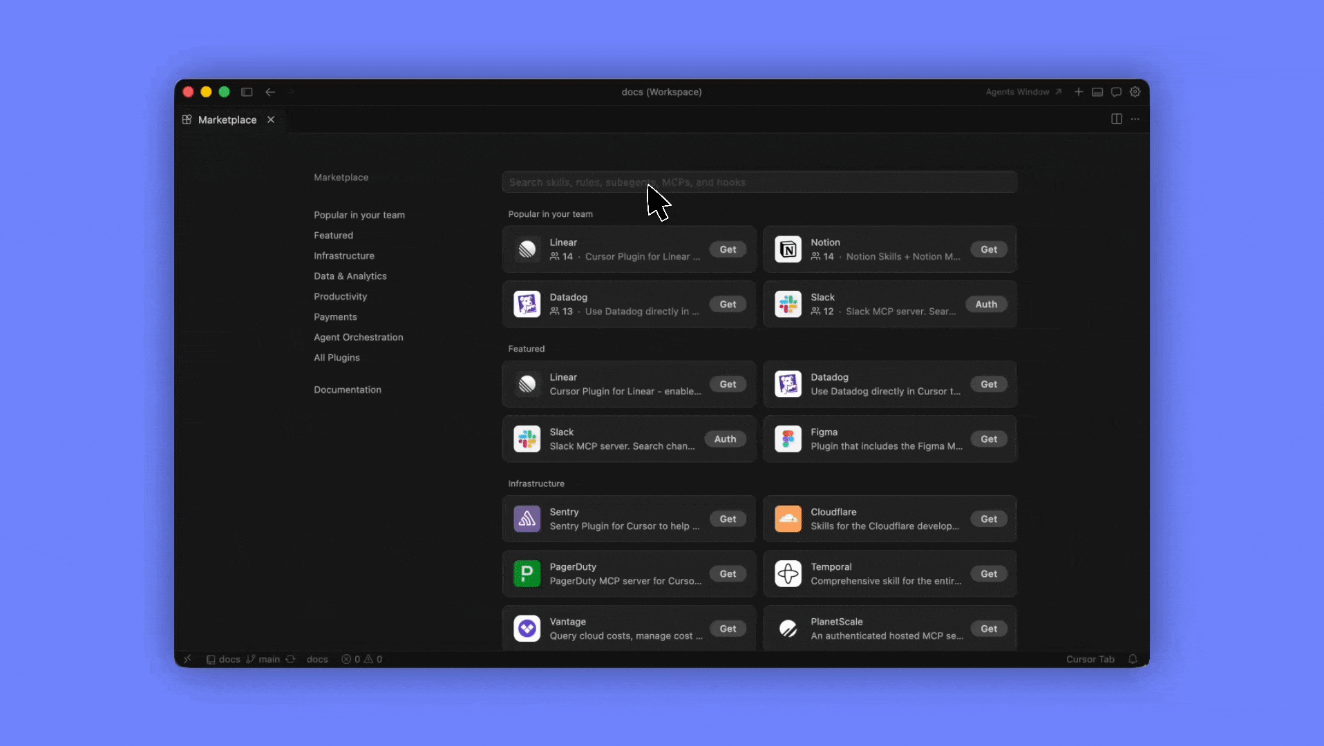 Installing the Vantage plugin in Cursor
