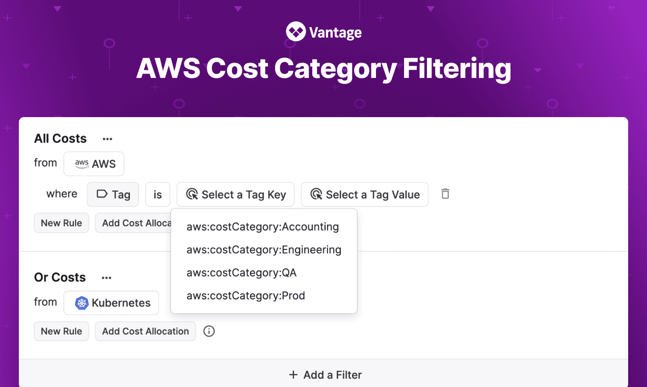 Vantage Launches AWS Cost Category Filtering