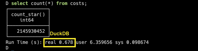 Count star with DuckDB